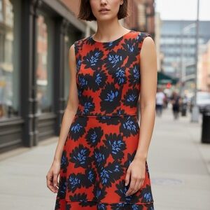 J. Crew Red and Blue Floral Dress